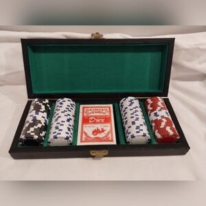 Sealed Poker Set in Leather Carry Case